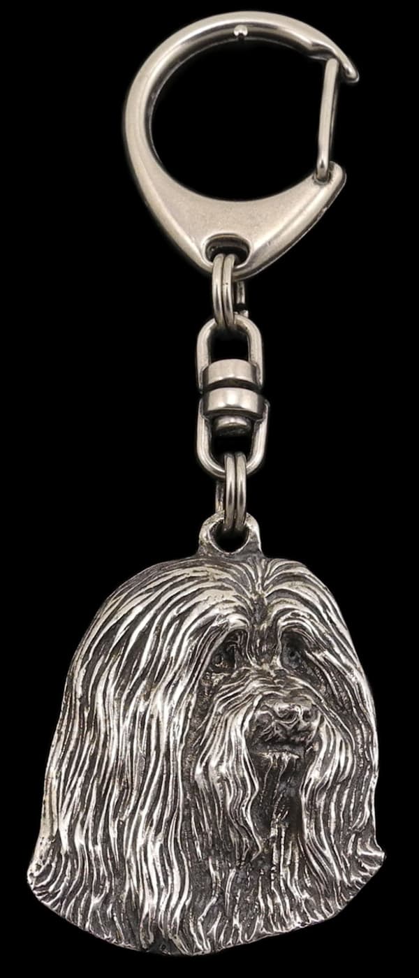 Bearded Collie, Highland Collie - silverpläterad nyckelring med en hund i presentförpackning, handväska dekoration, ryggsäckshänge från Art-Dog