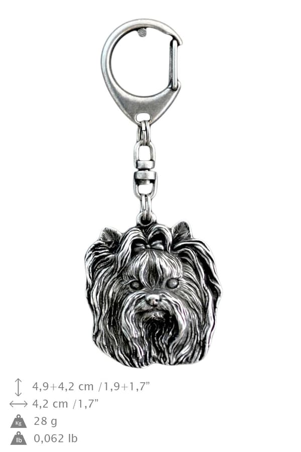 Yorkshire Terrier, York, York, Yorkie I - silverpläterad nyckelring med en hund i presentask, handväska dekoration, ryggsäckshänge från Art-Dog
