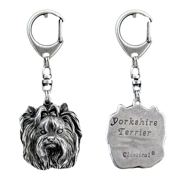 Yorkshire Terrier, York, York, Yorkie I - silverpläterad nyckelring med en hund i presentask, handväska dekoration, ryggsäckshänge från Art-Dog