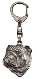 Pikkukuva 3 / 9: Englanninbulldoggi, Bulldog II - hopeoitu avaimenperä koiralla lahjarasiassa, käsilaukun koristelu, reppuriipus by Art-Dog