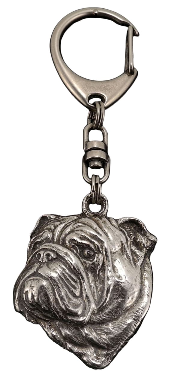 Englanninbulldoggi, Bulldog II - hopeoitu avaimenperä koiralla lahjarasiassa, käsilaukun koristelu, reppuriipus by Art-Dog