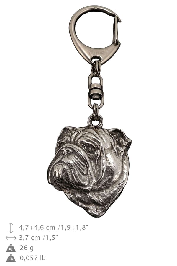 Englanninbulldoggi, Bulldog II - hopeoitu avaimenperä koiralla lahjarasiassa, käsilaukun koristelu, reppuriipus by Art-Dog