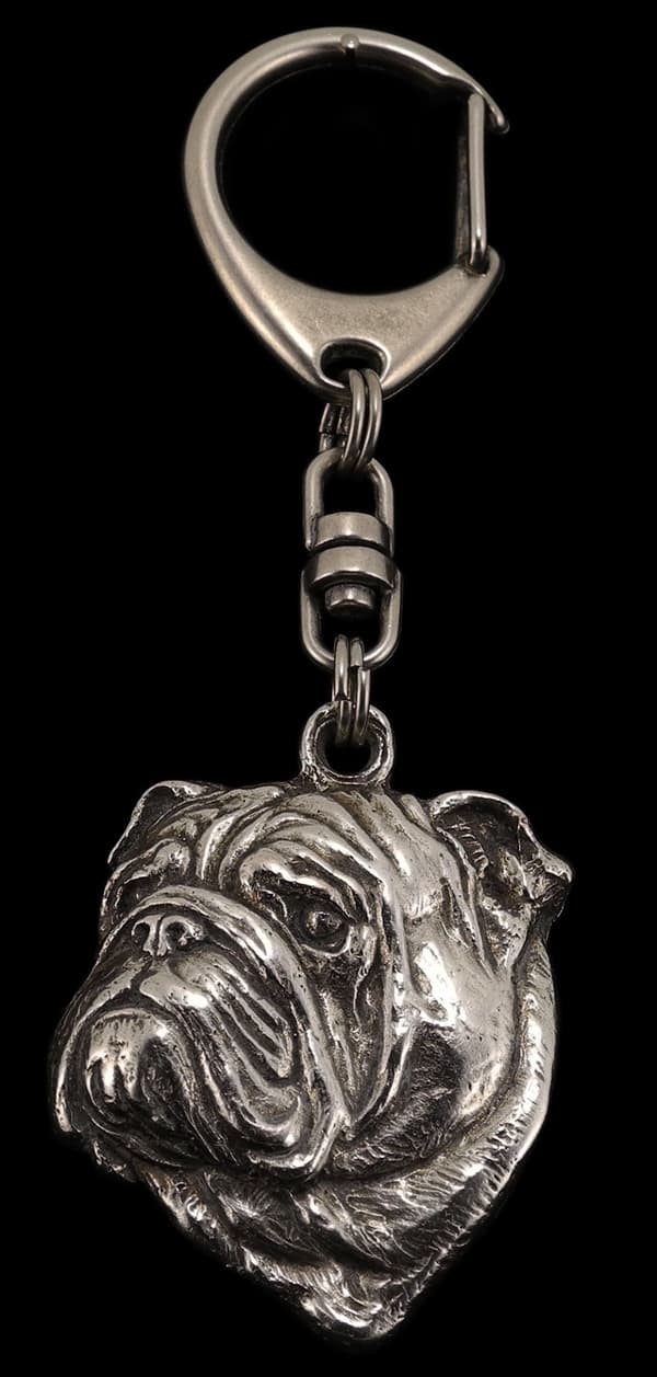 Englanninbulldoggi, Bulldog II - hopeoitu avaimenperä koiralla lahjarasiassa, käsilaukun koristelu, reppuriipus by Art-Dog