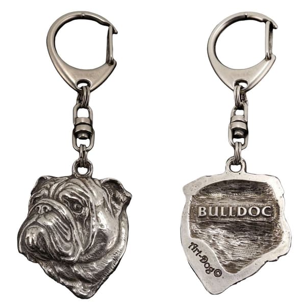 Englanninbulldoggi, Bulldog II - hopeoitu avaimenperä koiralla lahjarasiassa, käsilaukun koristelu, reppuriipus by Art-Dog