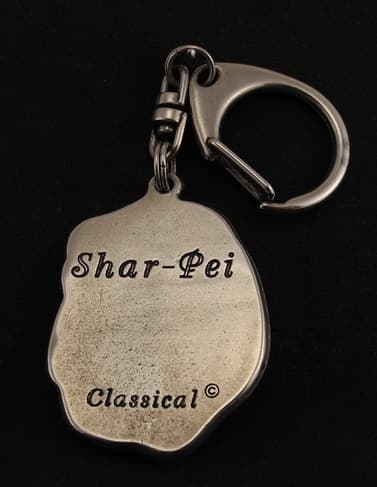 Shar-Pei - silverpläterad nyckelring med en hund i presentask, handväska dekoration, ryggsäckshänge från Art-Dog
