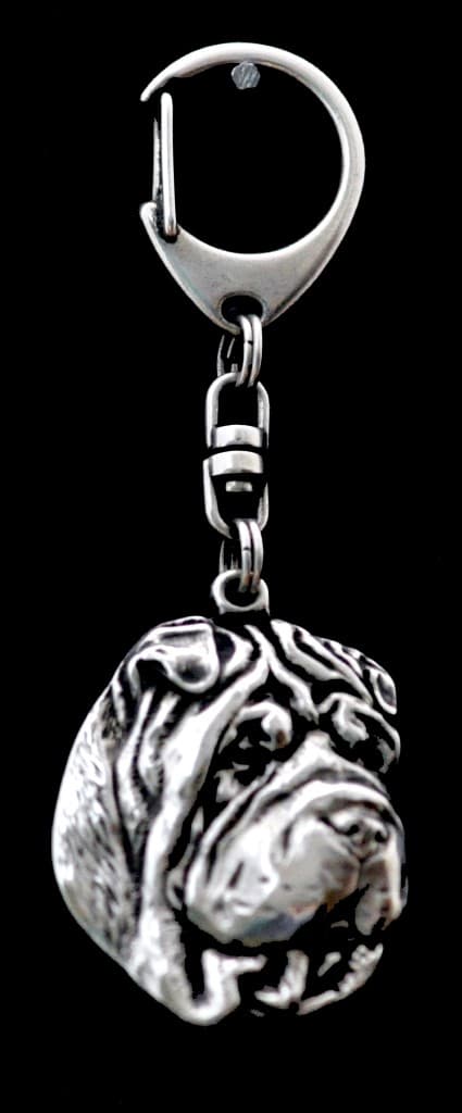 Shar-Pei - silverpläterad nyckelring med en hund i presentask, handväska dekoration, ryggsäckshänge från Art-Dog
