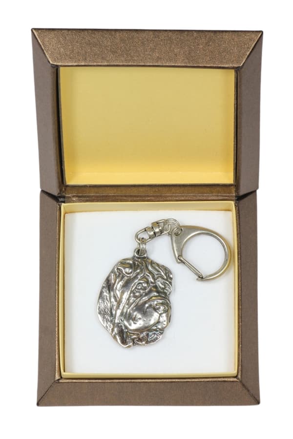 Shar-Pei - silverpläterad nyckelring med en hund i presentask, handväska dekoration, ryggsäckshänge från Art-Dog