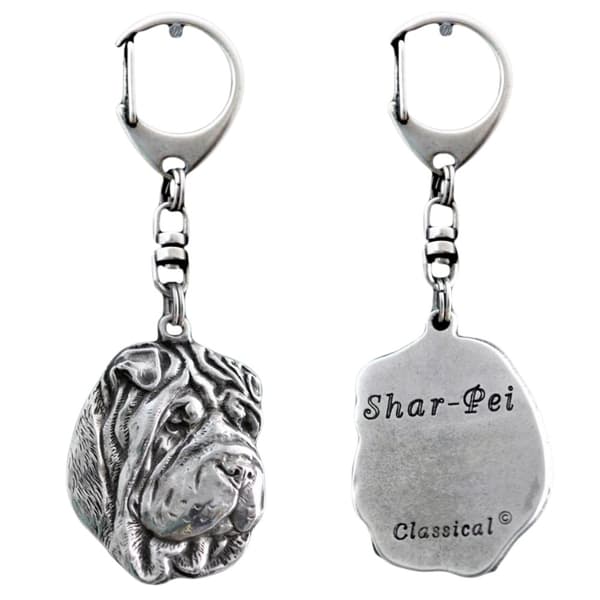 Shar-Pei - silverpläterad nyckelring med en hund i presentask, handväska dekoration, ryggsäckshänge från Art-Dog