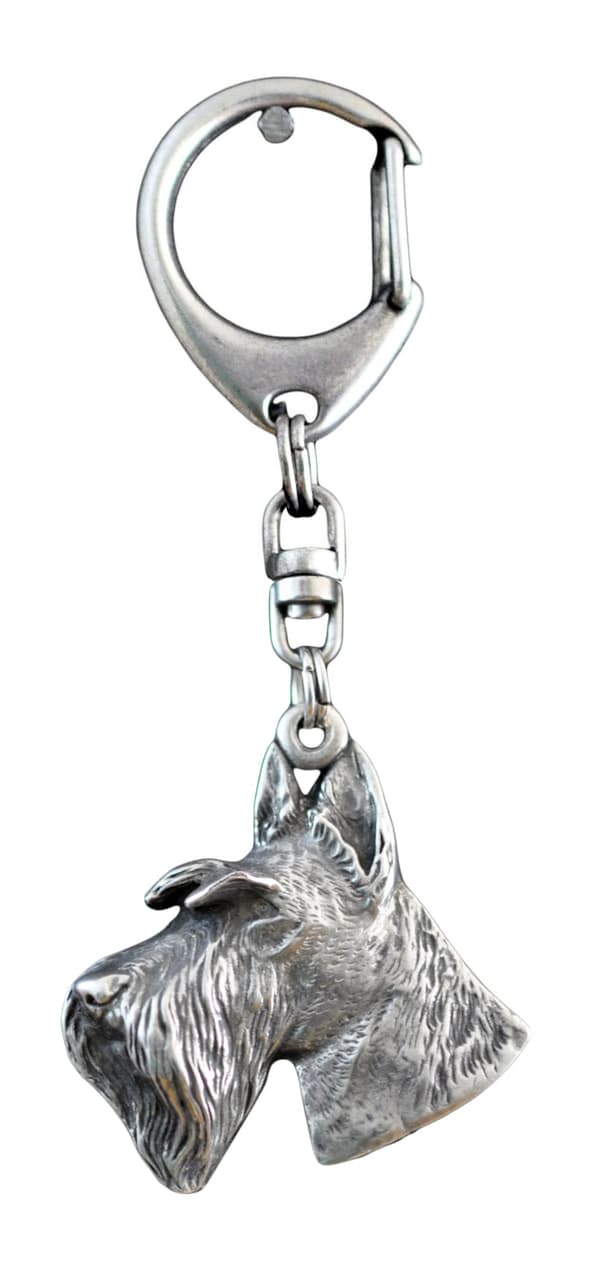 Skotsk terrier, Aberdeen Terrier I - silverpläterad nyckelring med en hund i presentförpackning, handväska dekoration, ryggsäckshänge från Art-Dog