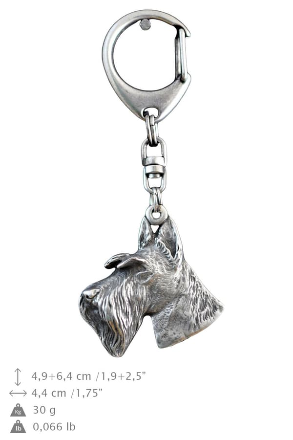 Skotsk terrier, Aberdeen Terrier I - silverpläterad nyckelring med en hund i presentförpackning, handväska dekoration, ryggsäckshänge från Art-Dog