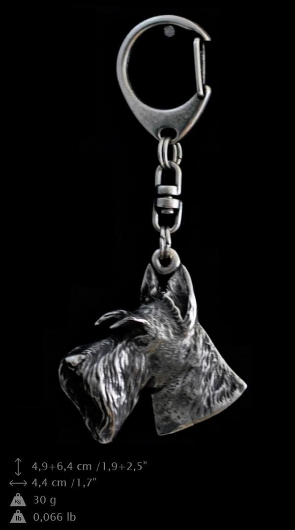 Skotsk terrier, Aberdeen Terrier I - silverpläterad nyckelring med en hund i presentförpackning, handväska dekoration, ryggsäckshänge från Art-Dog