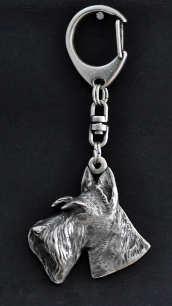 Skotsk terrier, Aberdeen Terrier I - silverpläterad nyckelring med en hund i presentförpackning, handväska dekoration, ryggsäckshänge från Art-Dog