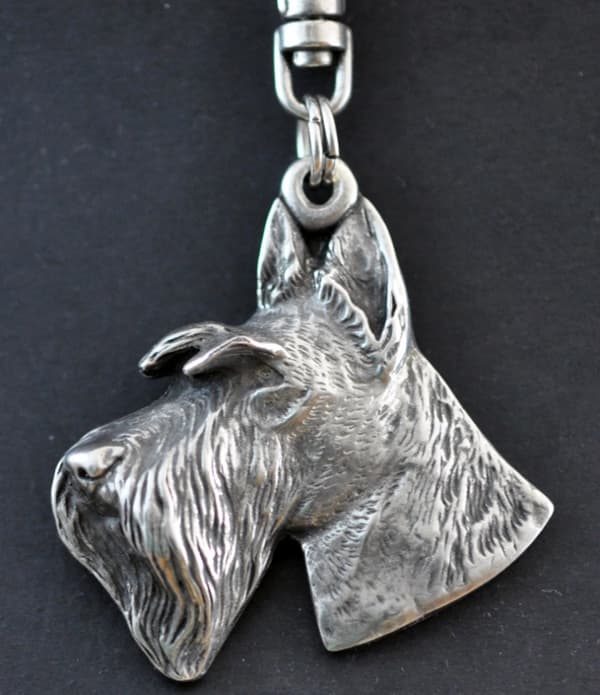 Skotsk terrier, Aberdeen Terrier I - silverpläterad nyckelring med en hund i presentförpackning, handväska dekoration, ryggsäckshänge från Art-Dog