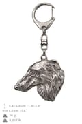 Miniatyrbillede 5 af 11: Russisk Borzoi, Borzoi, Barzoi - forsølvet nøglering med en hund i gaveæske, håndtaskedekoration, rygsækvedhæng fra Art-Dog