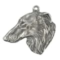 Miniatyrbillede 6 af 11: Russisk Borzoi, Borzoi, Barzoi - forsølvet nøglering med en hund i gaveæske, håndtaskedekoration, rygsækvedhæng fra Art-Dog