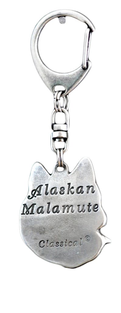 Alaskan Malamute - silverpläterad nyckelring med en hund i presentask, handväska dekoration, ryggsäckshänge från Art-Dog