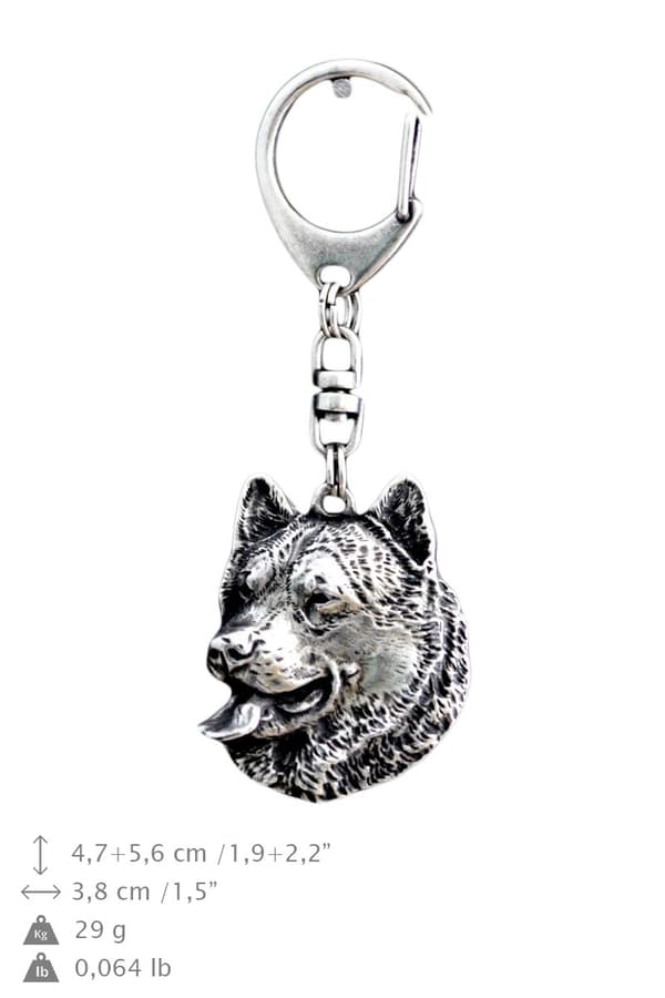 Alaskan Malamute - silverpläterad nyckelring med en hund i presentask, handväska dekoration, ryggsäckshänge från Art-Dog