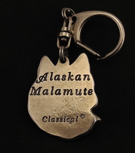 Alaskan Malamute - silverpläterad nyckelring med en hund i presentask, handväska dekoration, ryggsäckshänge från Art-Dog