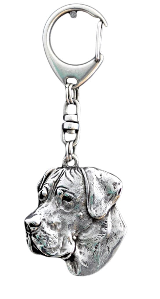 Great Dane II - silverpläterad nyckelring med en hund i presentask, handväska dekoration, ryggsäckshänge från Art-Dog