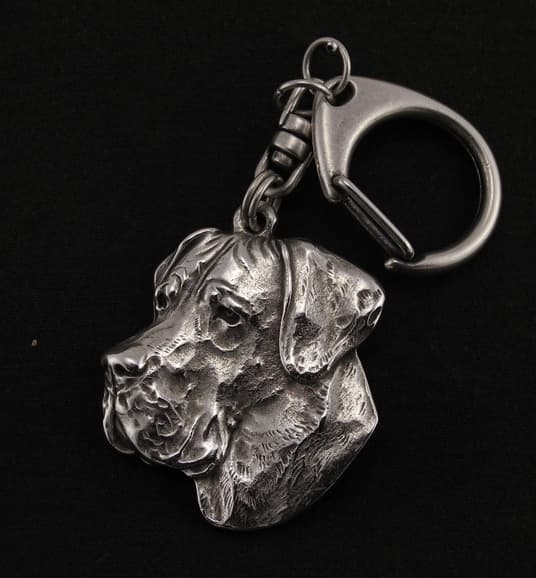 Great Dane II - silverpläterad nyckelring med en hund i presentask, handväska dekoration, ryggsäckshänge från Art-Dog