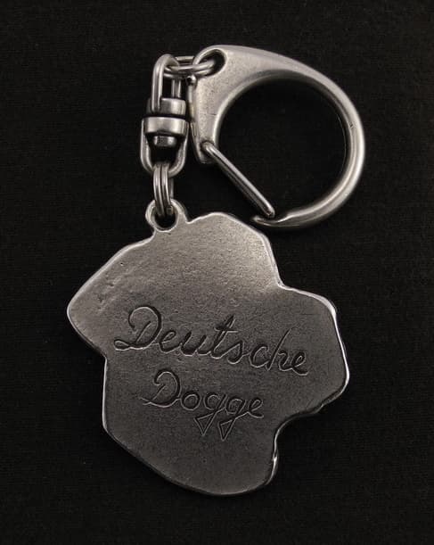 Great Dane II - silverpläterad nyckelring med en hund i presentask, handväska dekoration, ryggsäckshänge från Art-Dog
