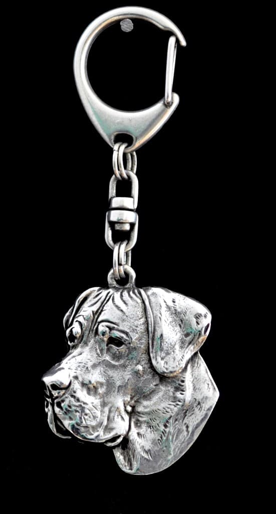 Great Dane II - silverpläterad nyckelring med en hund i presentask, handväska dekoration, ryggsäckshänge från Art-Dog