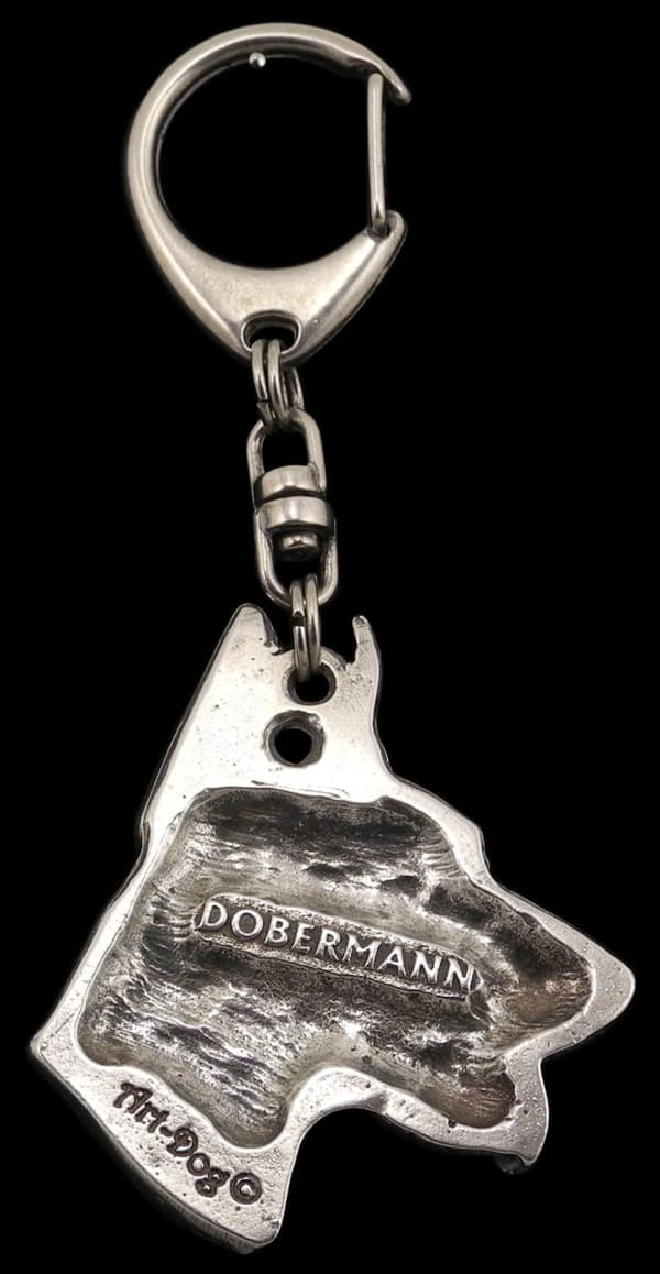 Doberman, Dobermann I - hopeoitu avaimenperä koiralla lahjarasiassa, käsilaukun koristelu, reppuriipus Art-Dogilta