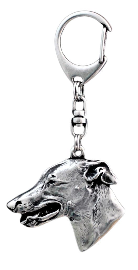 Greyhound, engelsk vinthund - silverpläterad nyckelring med en hund i presentask, handväska dekoration, ryggsäckshänge från Art-Dog