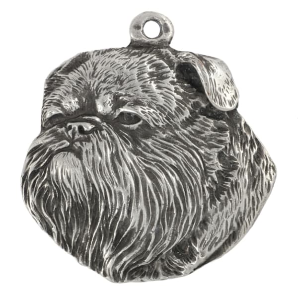 Bryssel Griffon, Griffon bruxellois I - silverpläterad nyckelring med en hund i presentask, handväska dekoration, ryggsäckshänge från Art-Dog