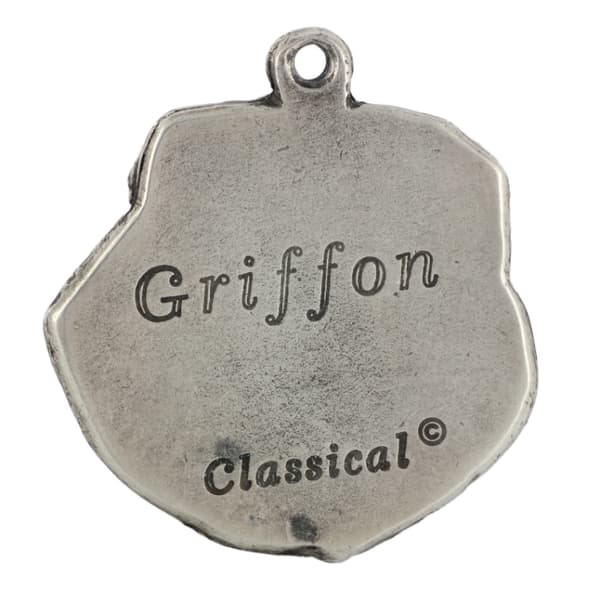 Bryssel Griffon, Griffon bruxellois I - silverpläterad nyckelring med en hund i presentask, handväska dekoration, ryggsäckshänge från Art-Dog