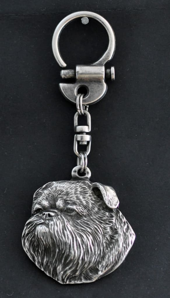 Bryssel Griffon, Griffon bruxellois I - silverpläterad nyckelring med en hund i presentask, handväska dekoration, ryggsäckshänge från Art-Dog