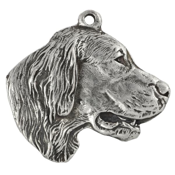Engelsk Setter, Laverack - forsølvet nøglering med en hund i gaveæske, håndtaskedekoration, rygsækvedhæng fra Art-Dog