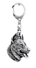 Miniatyrbild 3 av 11: Beauceron French Shepherd - silverpläterad nyckelring med en hund i presentförpackning, handväska dekoration, ryggsäckshänge från Art-Dog