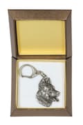 Miniatyrbild 2 av 11: Beauceron French Shepherd - silverpläterad nyckelring med en hund i presentförpackning, handväska dekoration, ryggsäckshänge från Art-Dog