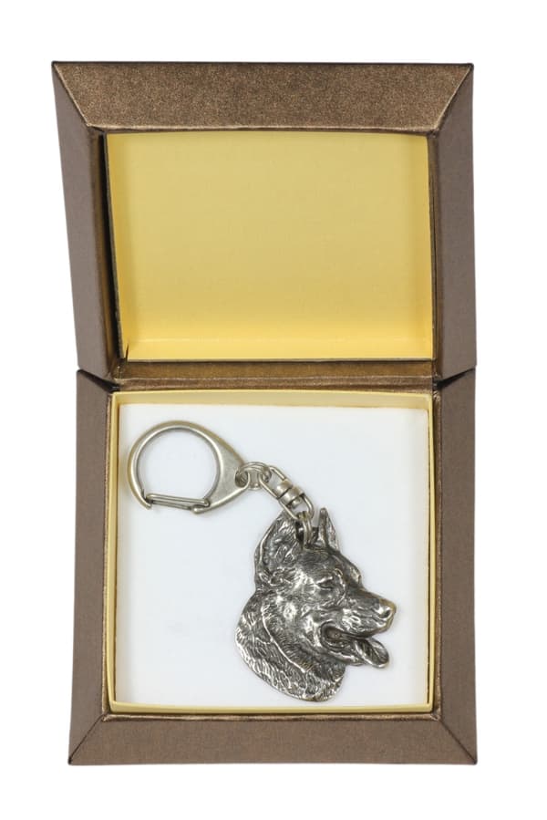 Beauceron French Shepherd - silverpläterad nyckelring med en hund i presentförpackning, handväska dekoration, ryggsäckshänge från Art-Dog