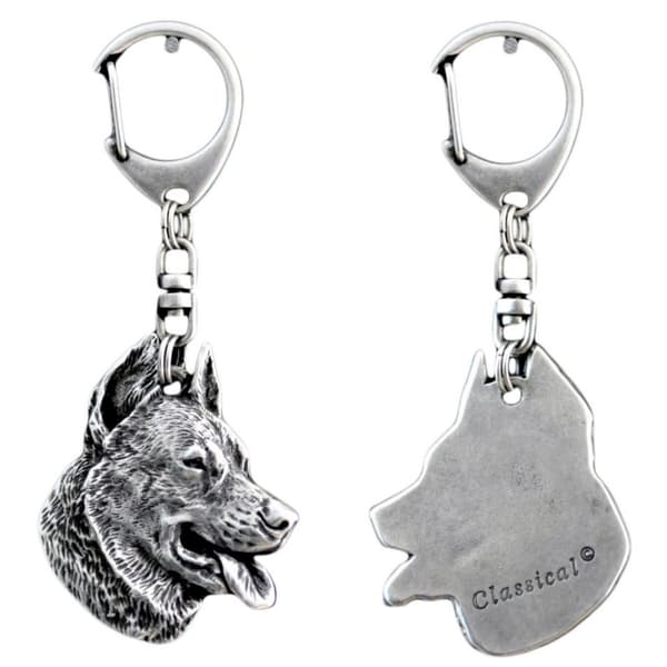 Beauceron French Shepherd - silverpläterad nyckelring med en hund i presentförpackning, handväska dekoration, ryggsäckshänge från Art-Dog