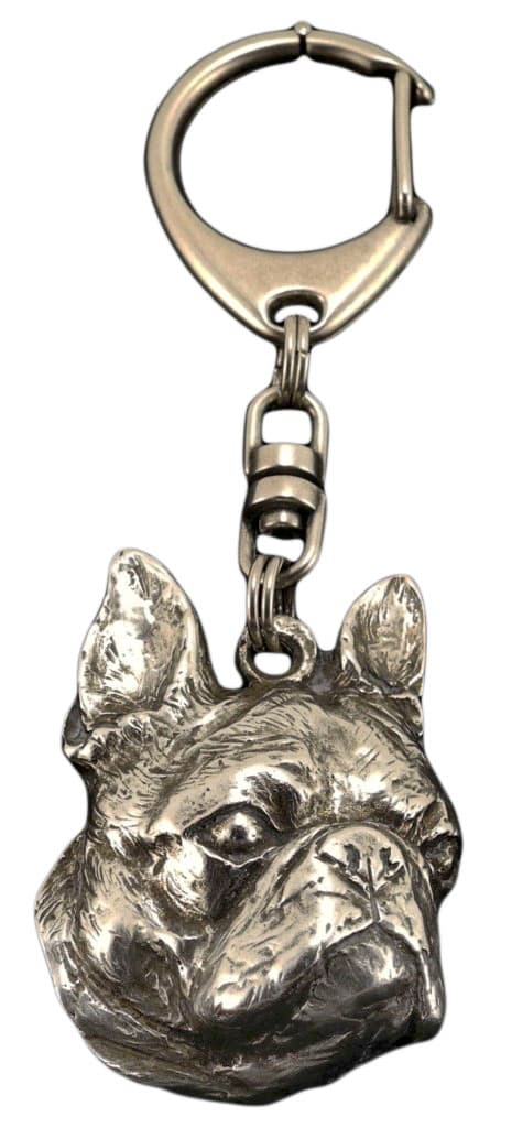 Boston Terrier, Boston Bull Terrier - hopeoitu avaimenperä koiralla lahjarasiassa, käsilaukun koristelu, reppuriipus Art-Dogilta
