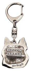 Pikkukuva 4 / 11: Boston Terrier, Boston Bull Terrier - hopeoitu avaimenperä koiralla lahjarasiassa, käsilaukun koristelu, reppuriipus Art-Dogilta