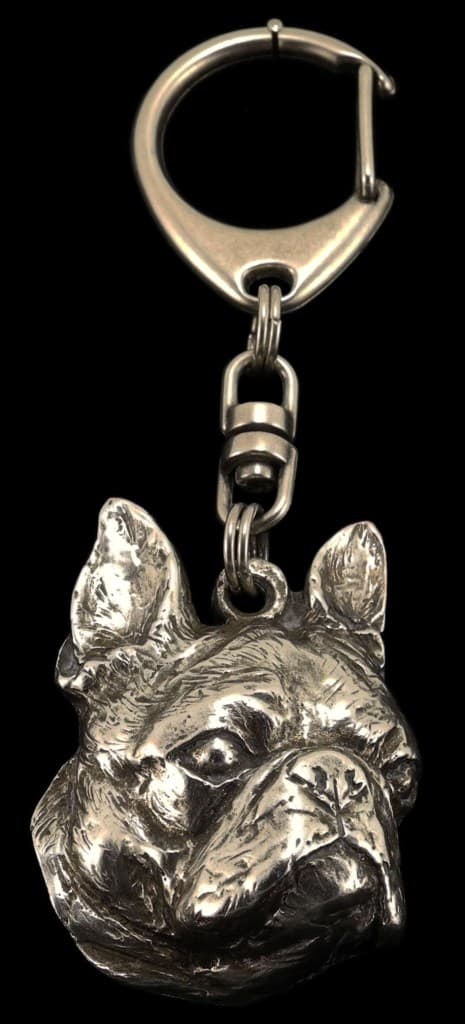 Boston Terrier, Boston Bull Terrier - hopeoitu avaimenperä koiralla lahjarasiassa, käsilaukun koristelu, reppuriipus Art-Dogilta