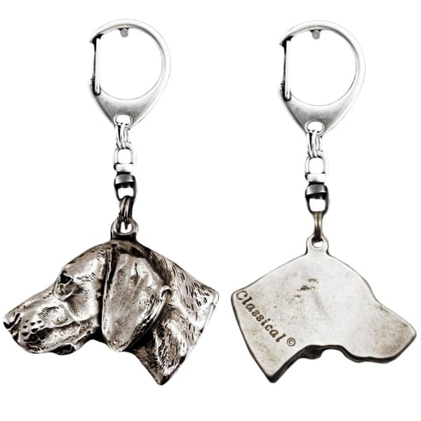 Weimaraner, Weimaraner - silverpläterad nyckelring med en hund i presentförpackning, handväska dekoration, ryggsäckshänge från Art-Dog