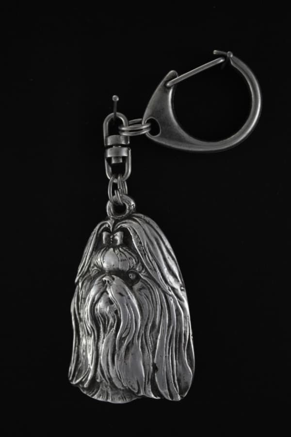 Shih Tzu, Shi tsu, Shi-Tzu, Szi-cu, Szitzu - silverpläterad nyckelring med en hund i presentask, handväska dekoration, ryggsäckshänge från Art-Dog