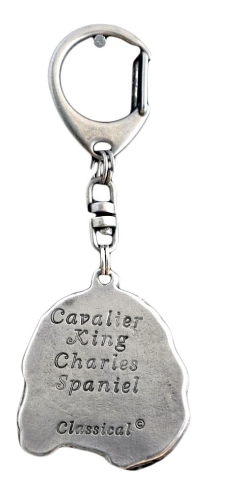 Cavalier King Charles Spaniel - silverpläterad nyckelring med en hund i presentask, handväska dekoration, ryggsäckshänge från Art-Dog