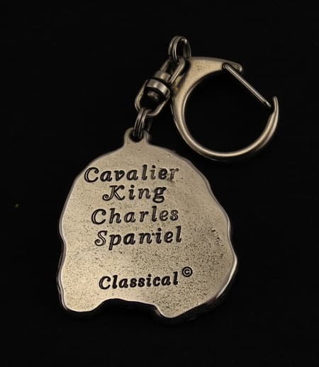 Cavalier King Charles Spaniel - silverpläterad nyckelring med en hund i presentask, handväska dekoration, ryggsäckshänge från Art-Dog