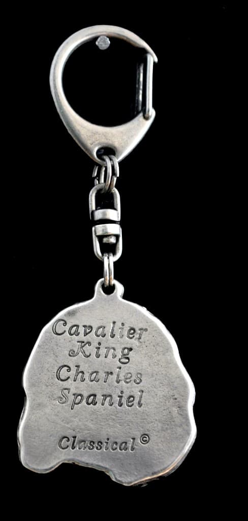 Cavalier King Charles Spaniel - silverpläterad nyckelring med en hund i presentask, handväska dekoration, ryggsäckshänge från Art-Dog