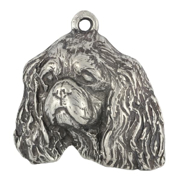 Cavalier King Charles Spaniel I - hopeoitu avaimenperä koiralla lahjarasiassa, käsilaukun koristelu, reppuriipus by Art-Dog
