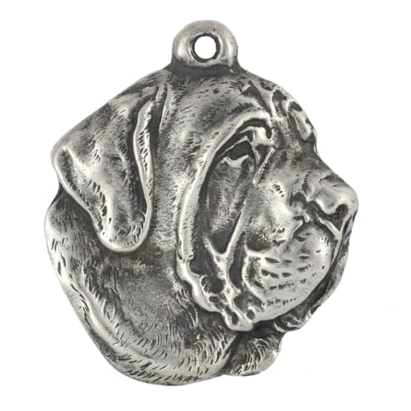 Fila Brasileiro, Brazilian Mastiff - silverpläterad nyckelring med en hund i presentask, handväska dekoration, ryggsäckshänge från Art-Dog