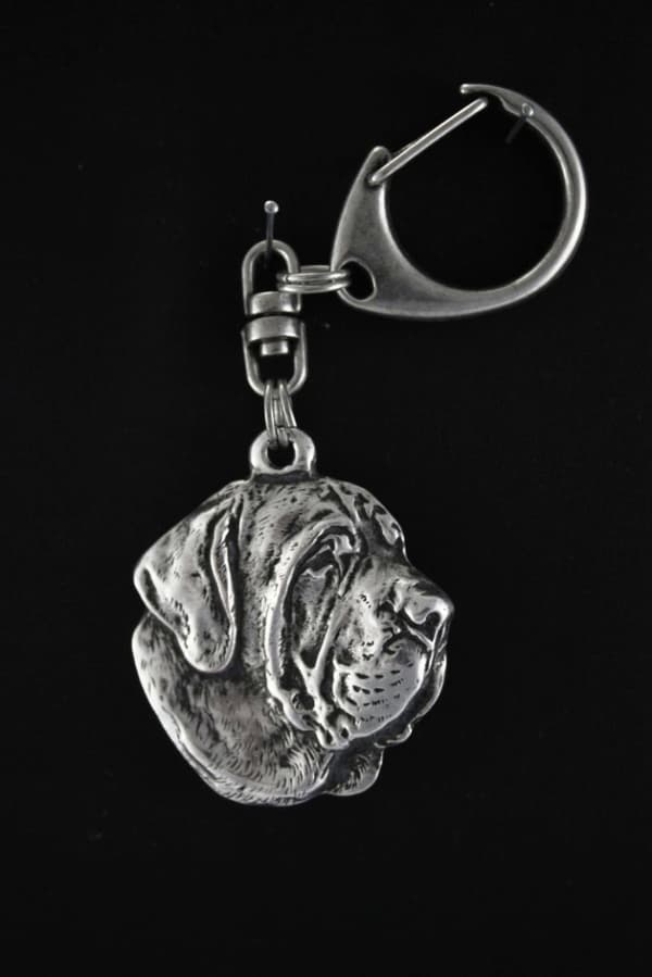 Fila Brasileiro, Brazilian Mastiff - silverpläterad nyckelring med en hund i presentask, handväska dekoration, ryggsäckshänge från Art-Dog