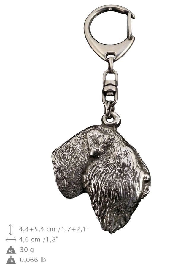 Russian Black Terrier - silverpläterad nyckelring med en hund i presentask, handväska dekoration, ryggsäckshänge från Art-Dog