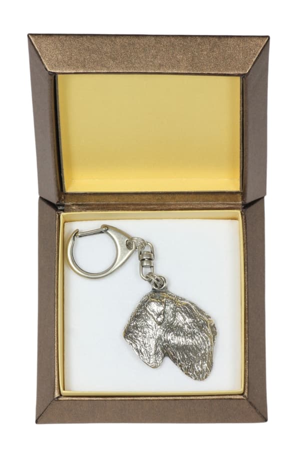 Russian Black Terrier - silverpläterad nyckelring med en hund i presentask, handväska dekoration, ryggsäckshänge från Art-Dog
