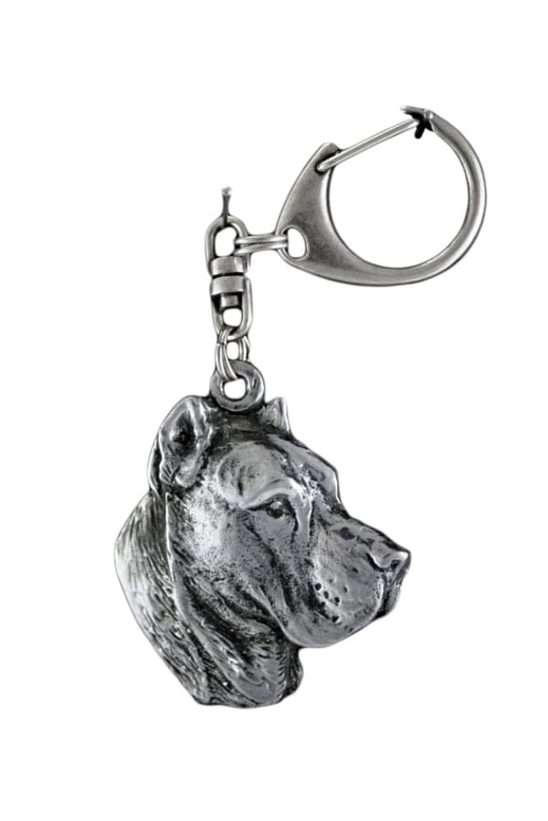 Presa Canario, Grand Danois - silverpläterad nyckelring med en hund i presentask, handväska dekoration, ryggsäckshänge från Art-Dog